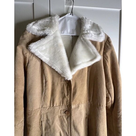 VTG Y2k Penny Lane Suede Leather Afghan Shearling Long Coat Hippie Boho Chic 6 - Picture 8 of 16